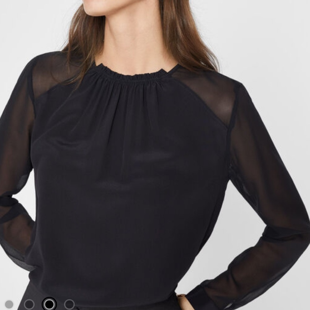 Club Monaco Women's Silk
Ruched Neck Top, Black‎